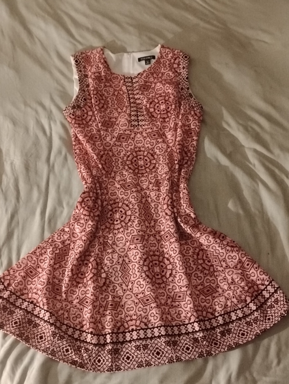 Roz & Ali Pink Patterned Sleeveless Fit-and-Flare Midi Dress